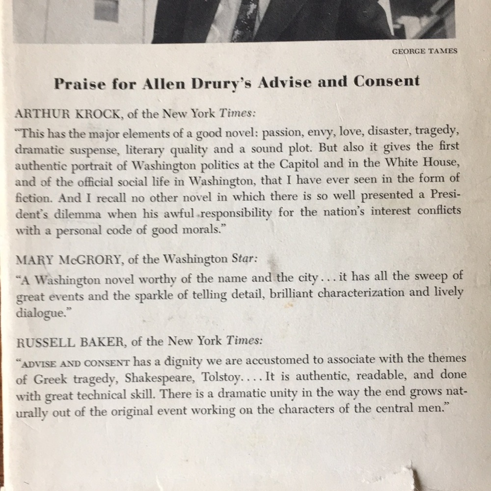 SIGNED Advise and Consent by Allen Drury Hardcover Book w/ Original Dust Jacket - Picture 11 of 16